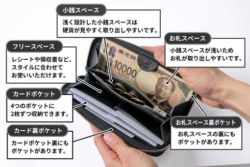 キャビアスキンレザー 極小長財布 batard-バタール-